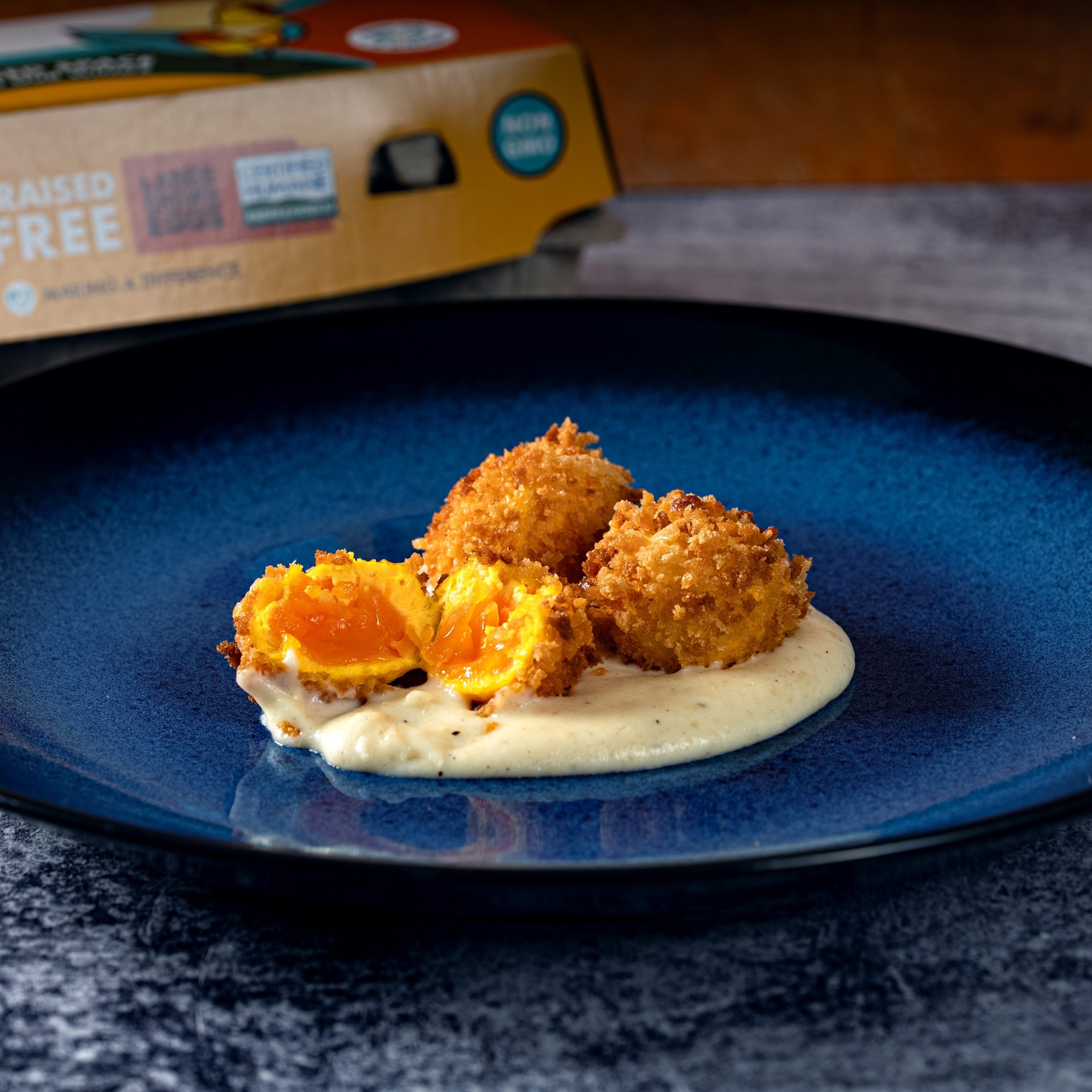 Deep Fried Egg Yolks & Parmesan Butter Sauce