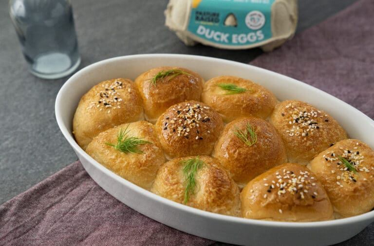 whole pan of rolls duck eggs utopihen farms